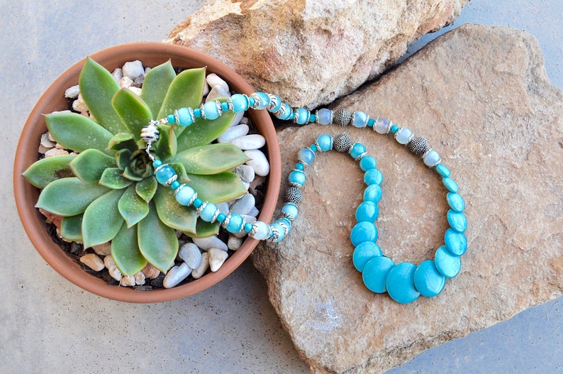 gift idea personalised necklace gift for mother crystal necklace gift for teacher Blue statement necklace unique necklace