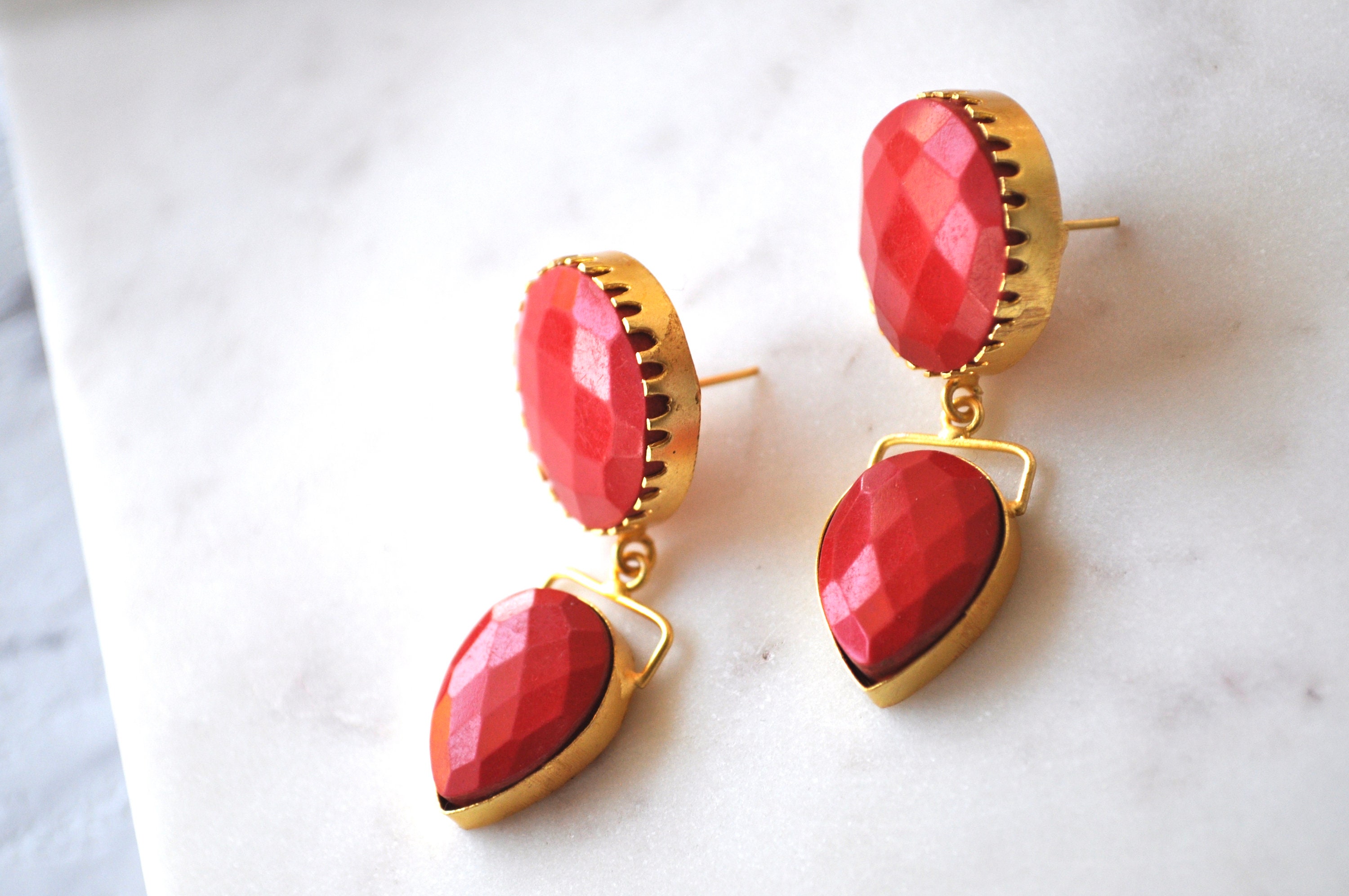 Red Statement Earrings Red Earrings Red Earrings Dangle Etsy UK