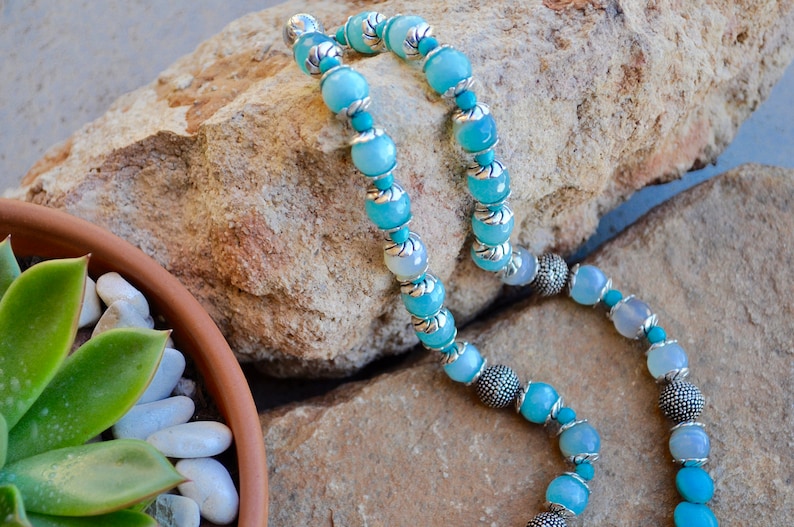 gift idea personalised necklace gift for mother crystal necklace gift for teacher Blue statement necklace unique necklace