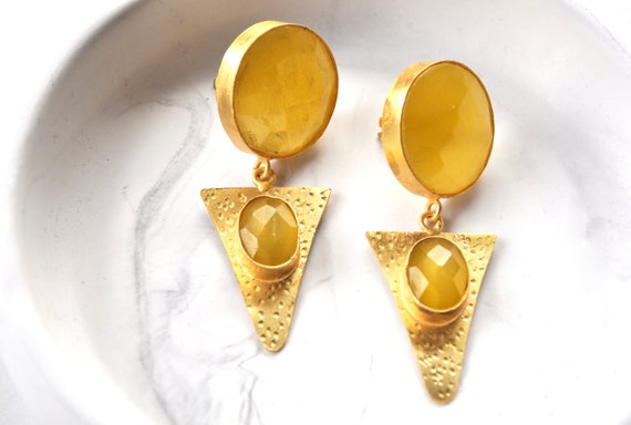 yellow dangle earrings
