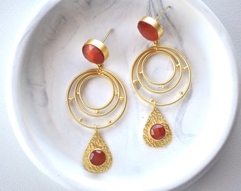 Orange drop earrings -  Stud earrings