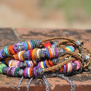 Recycled jewellery - Multicoloured crochet necklace - handcrafted jewellery art