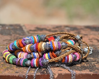 Recycled jewellery - Multicoloured crochet necklace - handcrafted jewellery art