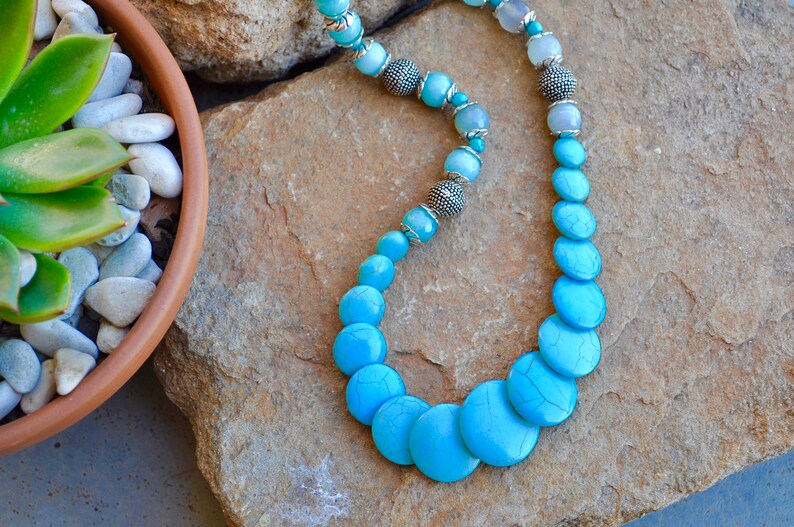 gift idea personalised necklace gift for mother crystal necklace gift for teacher Blue statement necklace unique necklace