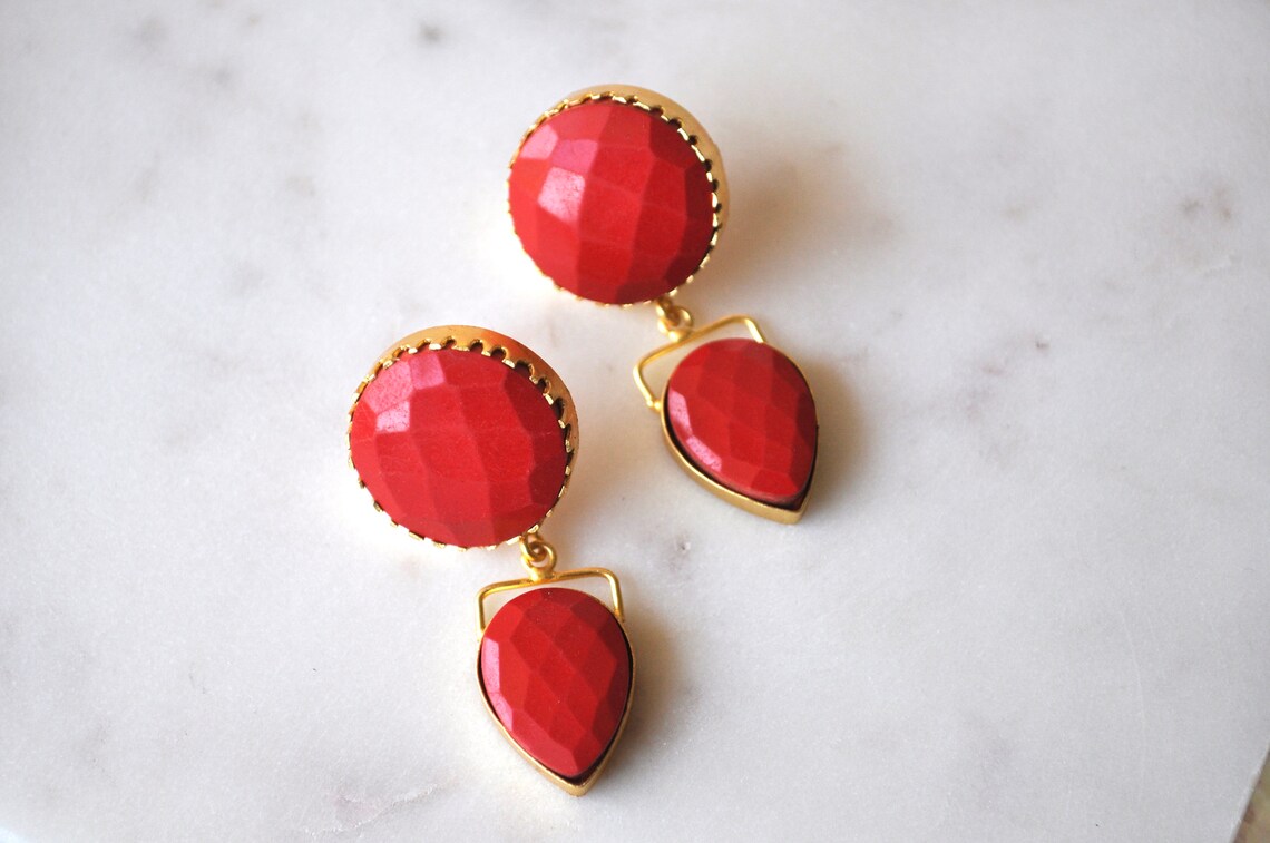 Red Statement Earrings Red Earrings Red Earrings Dangle Etsy UK