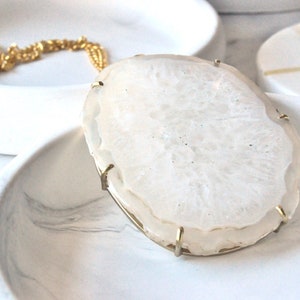 Christmas Gift - Agate Pendant Necklace - Long Necklace Chain -