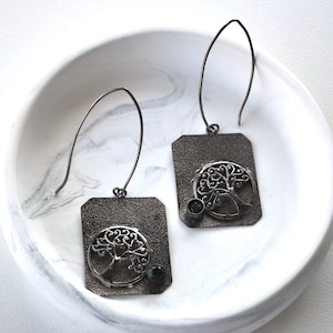 Long gunmetal earrings