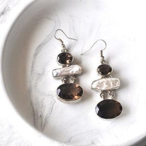 Handmade Pearl Drop Earrings: Sterling Silver Dangle Earrings