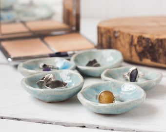 set of 2 hygge small plate pottery matte ceramic Jewelry dish brown ring holder farmhouse nordic provence earthy imperfect unique gift