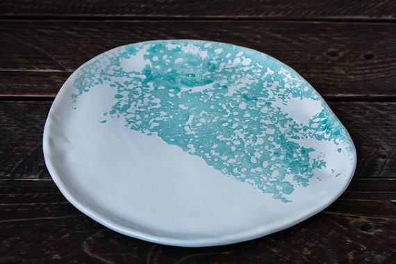 unique pottery hygge rustic minimal clay tray gift boho platter eclectic White plate set of 2 imperfect ceramic wabi sabi japan style