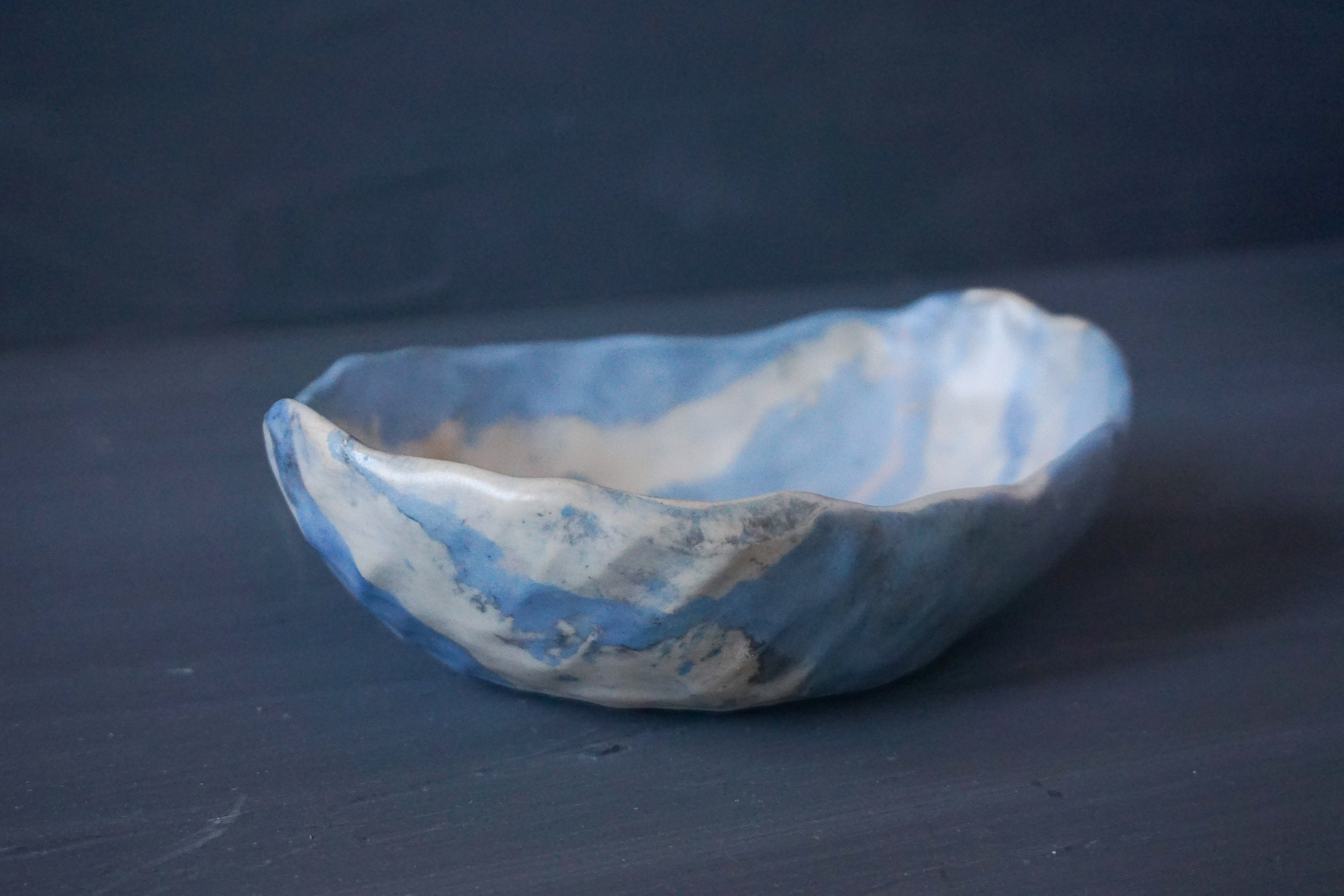 Beige pottery bowl blue bowls clay serving pottery plate Etsy