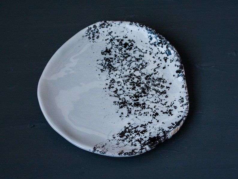 unique pottery hygge rustic minimal clay tray gift boho platter eclectic White plate set of 2 imperfect ceramic wabi sabi japan style