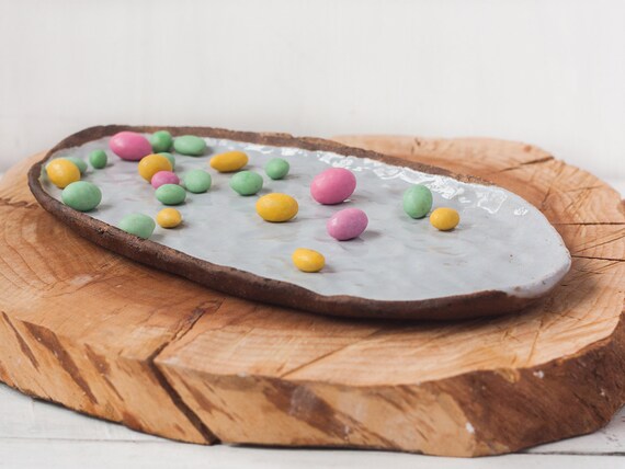 unique pottery hygge rustic minimal clay tray gift boho platter eclectic White plate set of 2 imperfect ceramic wabi sabi japan style
