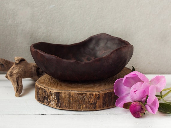 set of 2 hygge small plate pottery matte ceramic Jewelry dish brown ring holder farmhouse nordic provence earthy imperfect unique gift
