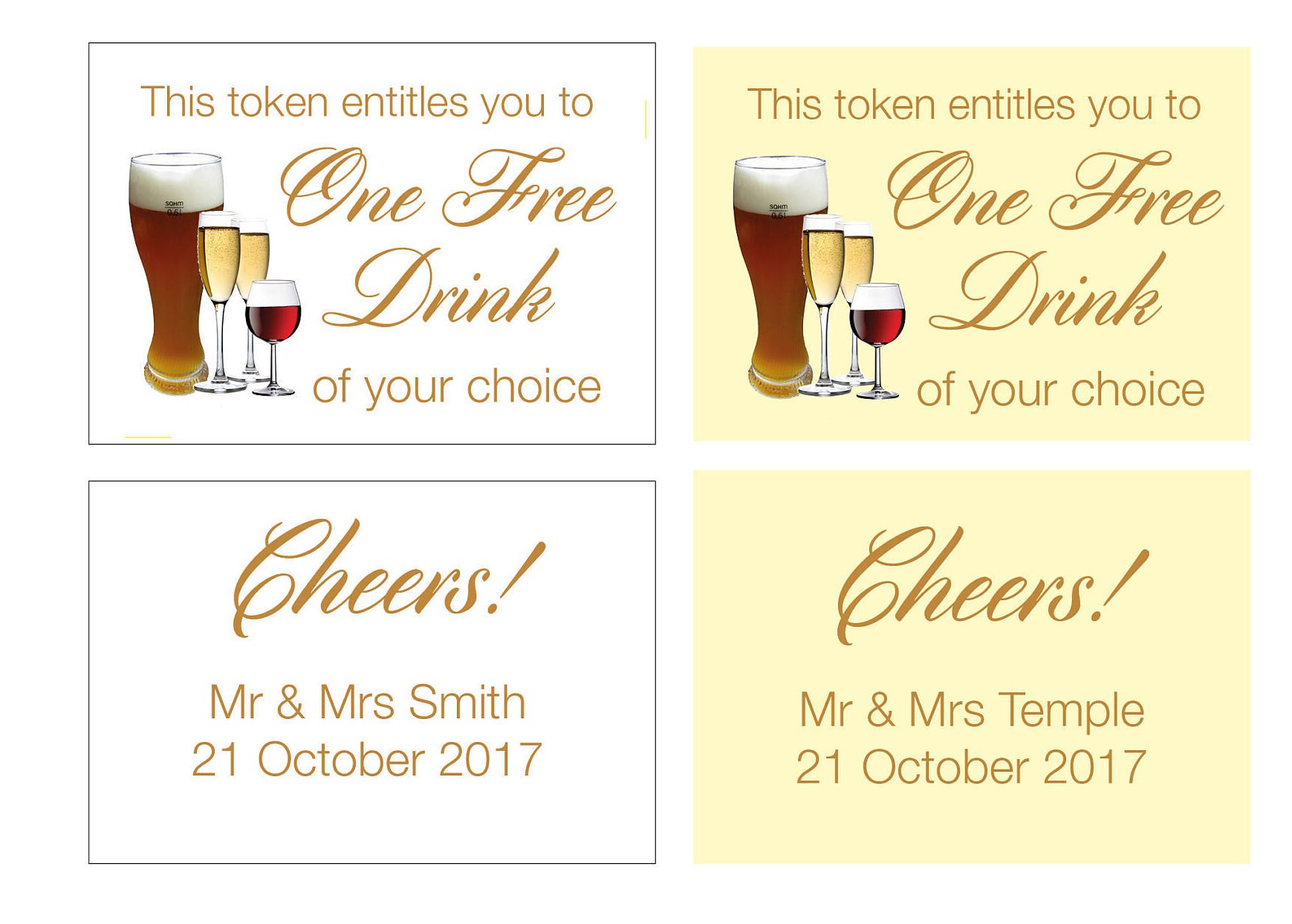 25-personalised-party-drinks-tokens-one-free-drink-your-etsy
