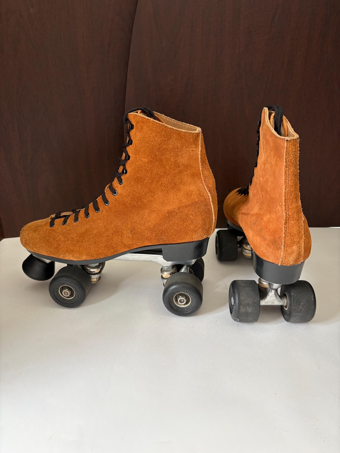 VTG Chicago Roller Skates Mens Sz 7 Brown Suede Boots Quad Wheels Retro 70s 80s Brown Suede Roller Skates VTG Chicago Roller Skates Mens Sz  main image 3