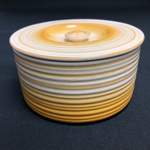 Vintage 20er 30er Jahre Maruhon Ware Keramik Japan Handbemalt MCM 40er 50er Gelb Schwarz Runde reisfettschale