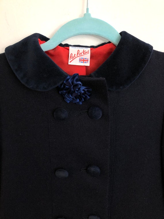 Vintage 50s 60s Girls 6-7 Yrs 122 cm/48" Navy Woo… - image 6