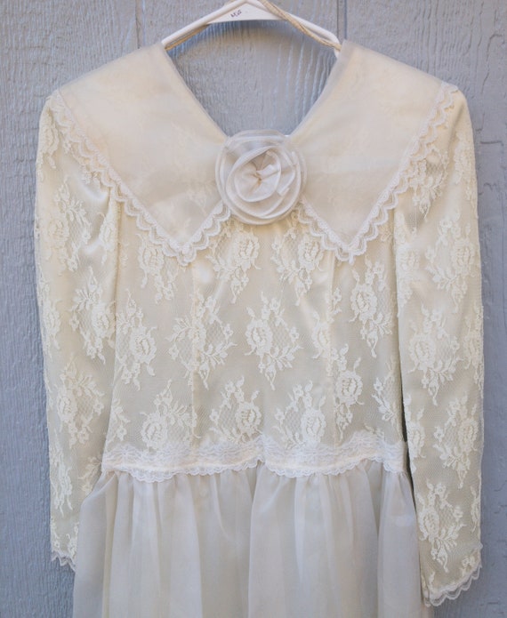 Vintage Jessica McClintock Gunne Sax Girls Sz 8 Ivory… - Gem