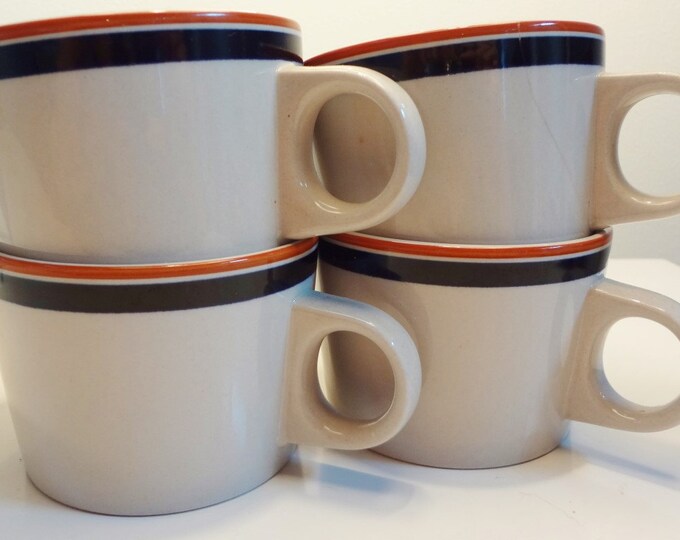 Newcor Stoneware Japan Mugs Made in Japan Blue and Brown Etsy