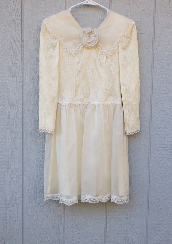 chinese dress ladies Right Moment Lace Overlay Frill Mini Dress White L