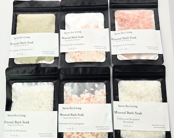 Essential Oil Bath Soak: Mineral Salts, Magnesium Flakes (2oz Packet Single Use)