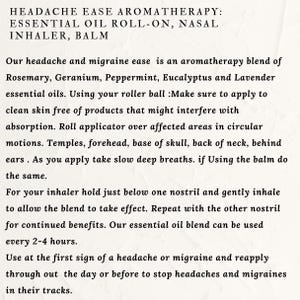 Headache Ease Aromatherapy: Essential Oil Roll-On, Nasal Inhaler, Balm Bild 6