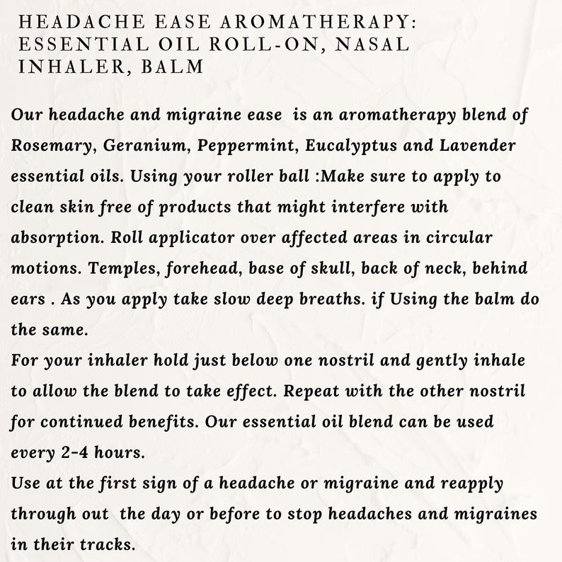 Headache Ease Aromatherapy: Essential Oil Roll-On, Nasal Inhaler, Balm Bild 6