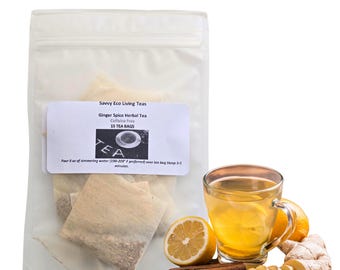 Ginger Spice Herbal Tea Bags: Caffeine-Free Caribbean Blend