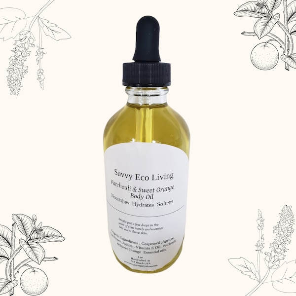 Patchouli and Sweet Orange Body Oil 4 oz