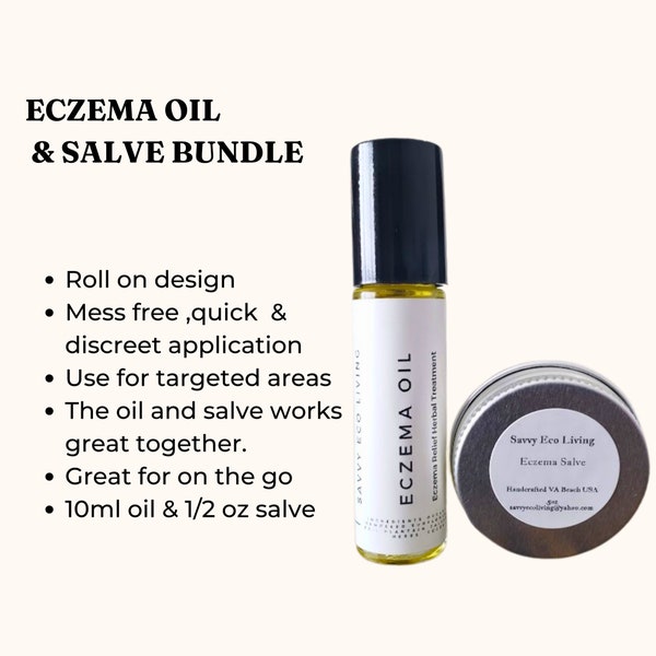 Eczema Salve And Oil Bundle . Eczema Oil In Roller Bottle 10ml , Mini salve .05 oz tin . On the go , mess free oil and salve