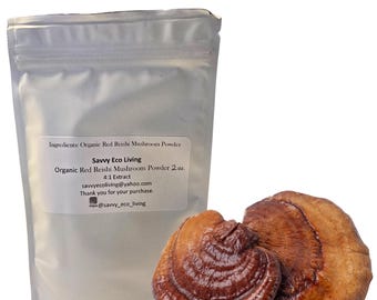 Organic Red Reishi Mushroom Powder  4:1 Extract 2 oz
