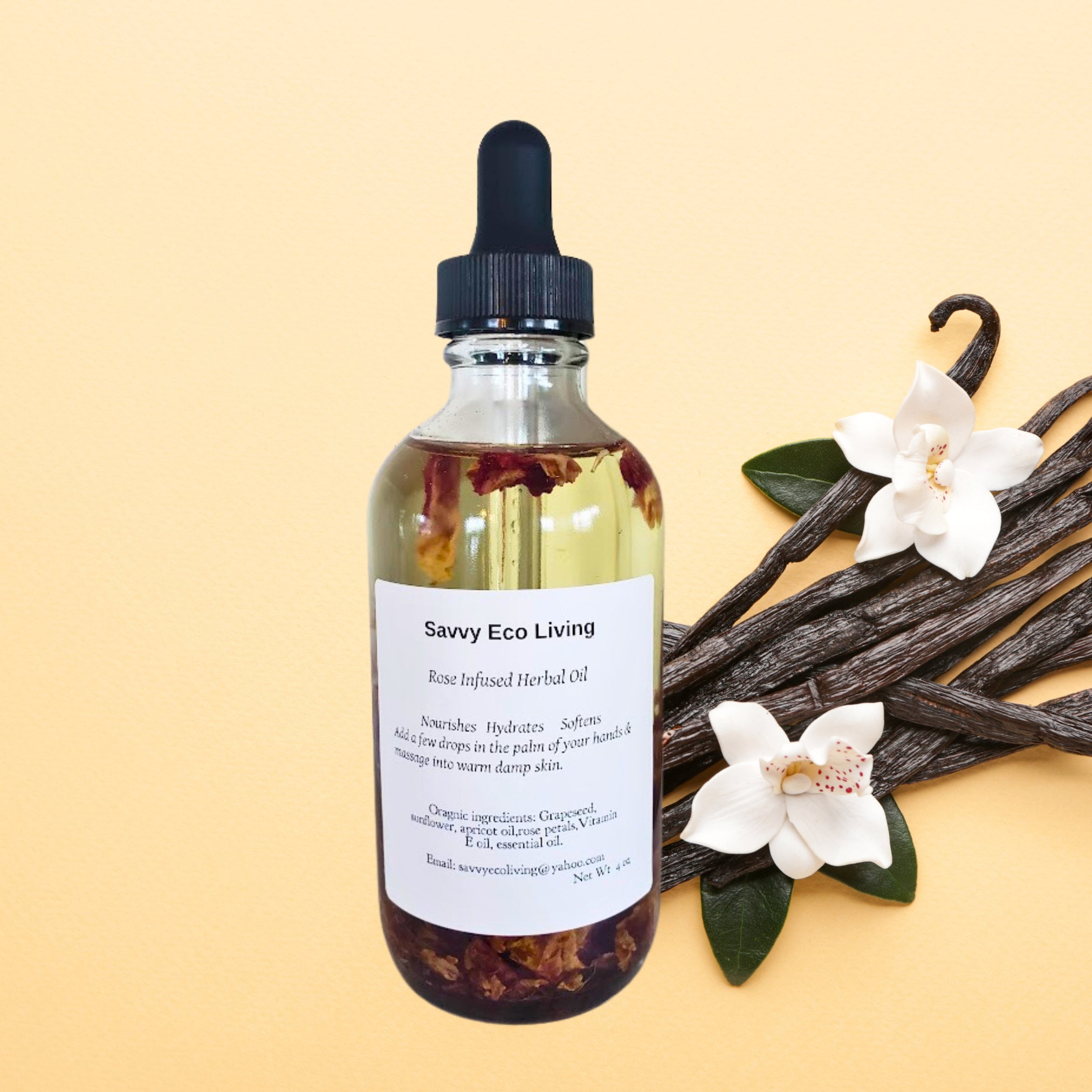 Natural Vanilla Body Oil  Organic Camellia Rose + Sweet Almond Oil –  SkinFoodFix