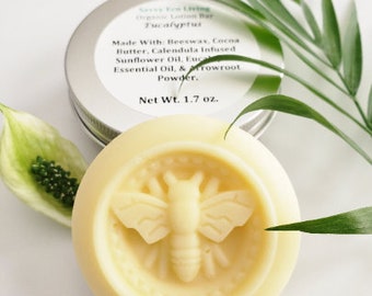 Lotion Bar In  Tin /  Natural Solid Beeswax Lotion Bar