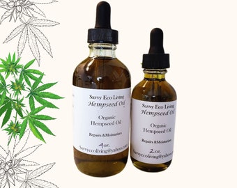 Hemp seed Oil  Organic - Oil For Soap And Skincare - 2 oz and 4 oz Glass Bottles