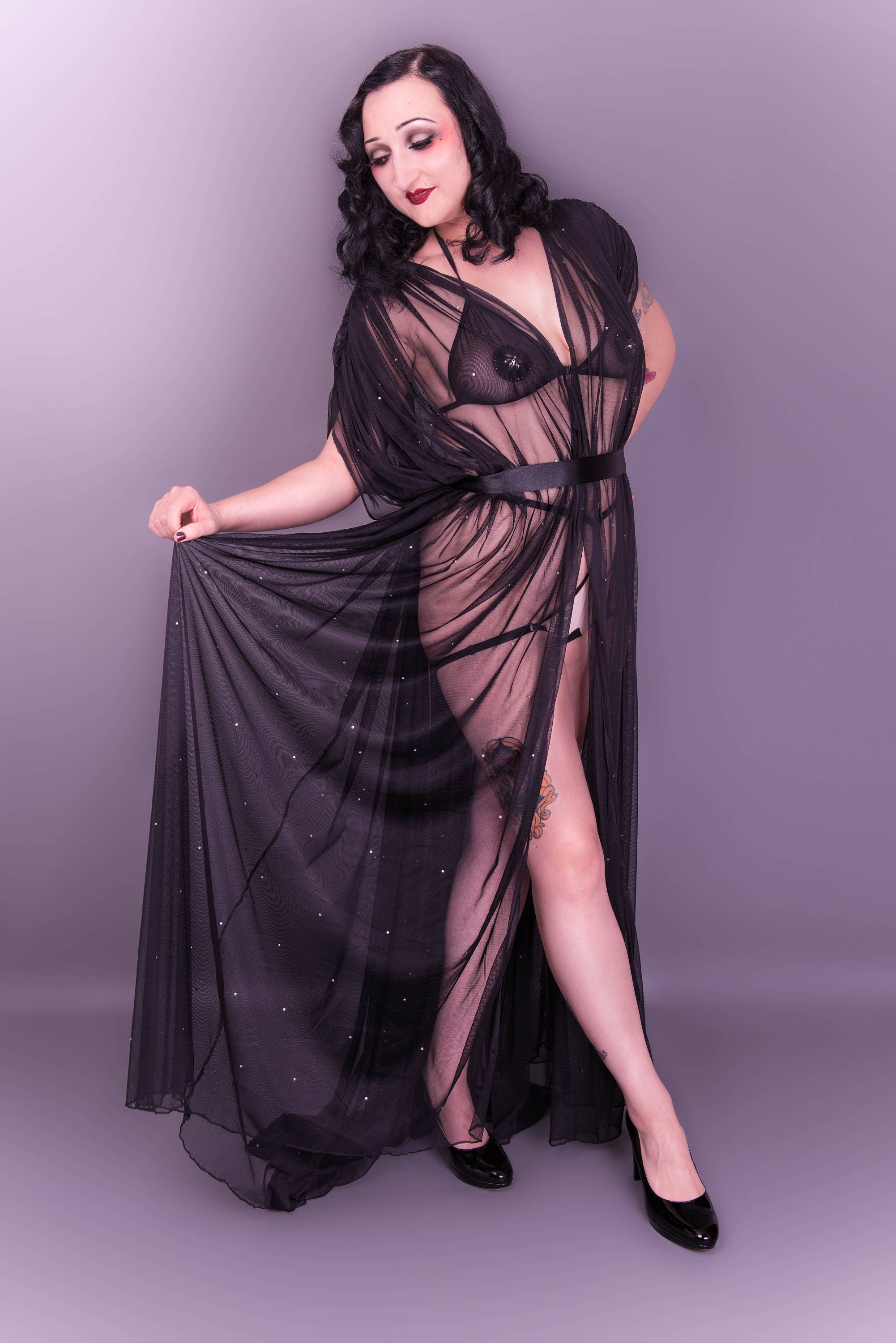 sheer burlesque dressing gown Lingerie Review: Boudoir by Catherine D'Lish Cassandra Dressing Gown
