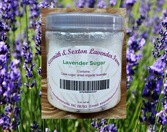 Lavender Sugar with USDA Certified Culinary Organic Lavender - 8 Oz.