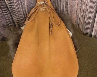 Handcrafted Leather Pouch  — Premium Leather, Braided Trim, Drawstring Closure, Ideal for Coins, Crystals, or Small Essentials