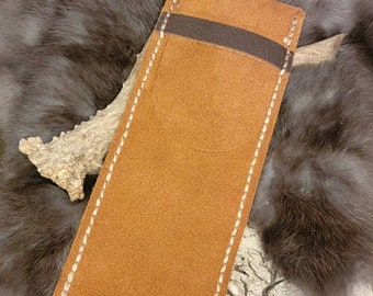Handcrafted Suede Utensil Bag — Soft Leather Carry Roll with Tie Closure, Compact & Rugged