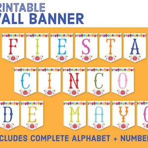Instant Download Cinco de Mayo Party Banner - DIY Fiesta Pennant - Printable Party Decor Banner - Mexican Decoration Garland Bunting S1250