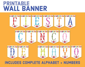 Instant Download Cinco de Mayo Party Banner - DIY Fiesta Pennant - Printable Party Decor Banner - Mexican Decoration Garland Bunting S1250