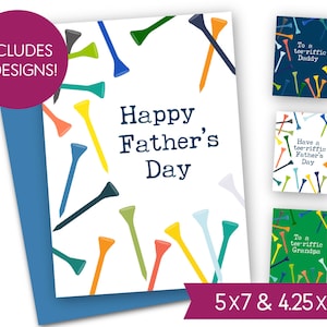Happy Father's Day Golf afdrukbare kaartbundel, afdrukbare Teerific opa wenskaart, hou van je vader E-Card, Daddy Papa digitale kaart S1295