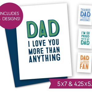 Paquete de tarjetas imprimibles del Día del Padre Feliz, Tarjeta de felicitación del abuelo de descarga instantánea, Tarjeta electrónica Love You Dad, Tarjeta digital Daddy Papa Pop Pop S1261