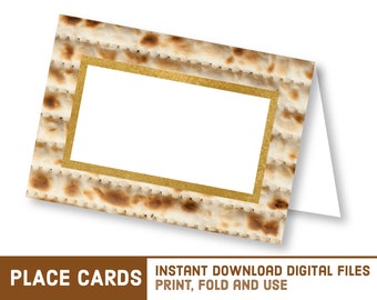 EDITABLE Printable Passover Pesach Place Cards - DIY Matzo Name Cards - Matzoh Placecard - Seder Food Signs - פסח Matza Matzah Kosher Tags