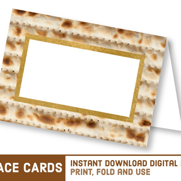 EDITABLE Printable Passover Pesach Place Cards - DIY Matzo Name Cards - Matzoh Placecard - Seder Food Signs - פסח Matza Matzah Kosher Tags