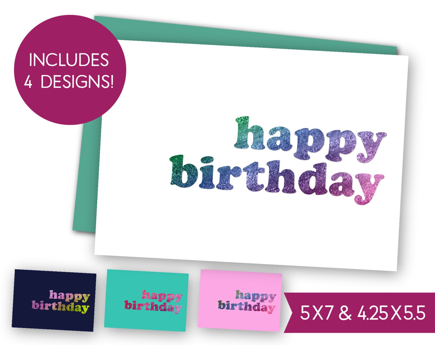 Happy Birthday Printable Card Bundle Instant Download B-day - Etsy