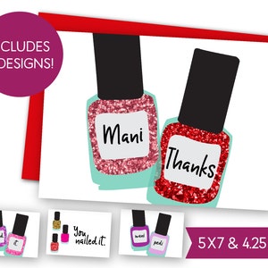 Gracias Nota tarjetas imprimibles - Consultor Jamberry estilista manicurista amigo, agradecimiento - Mani Pedi muchas gracias - técnico de uñas 1471
