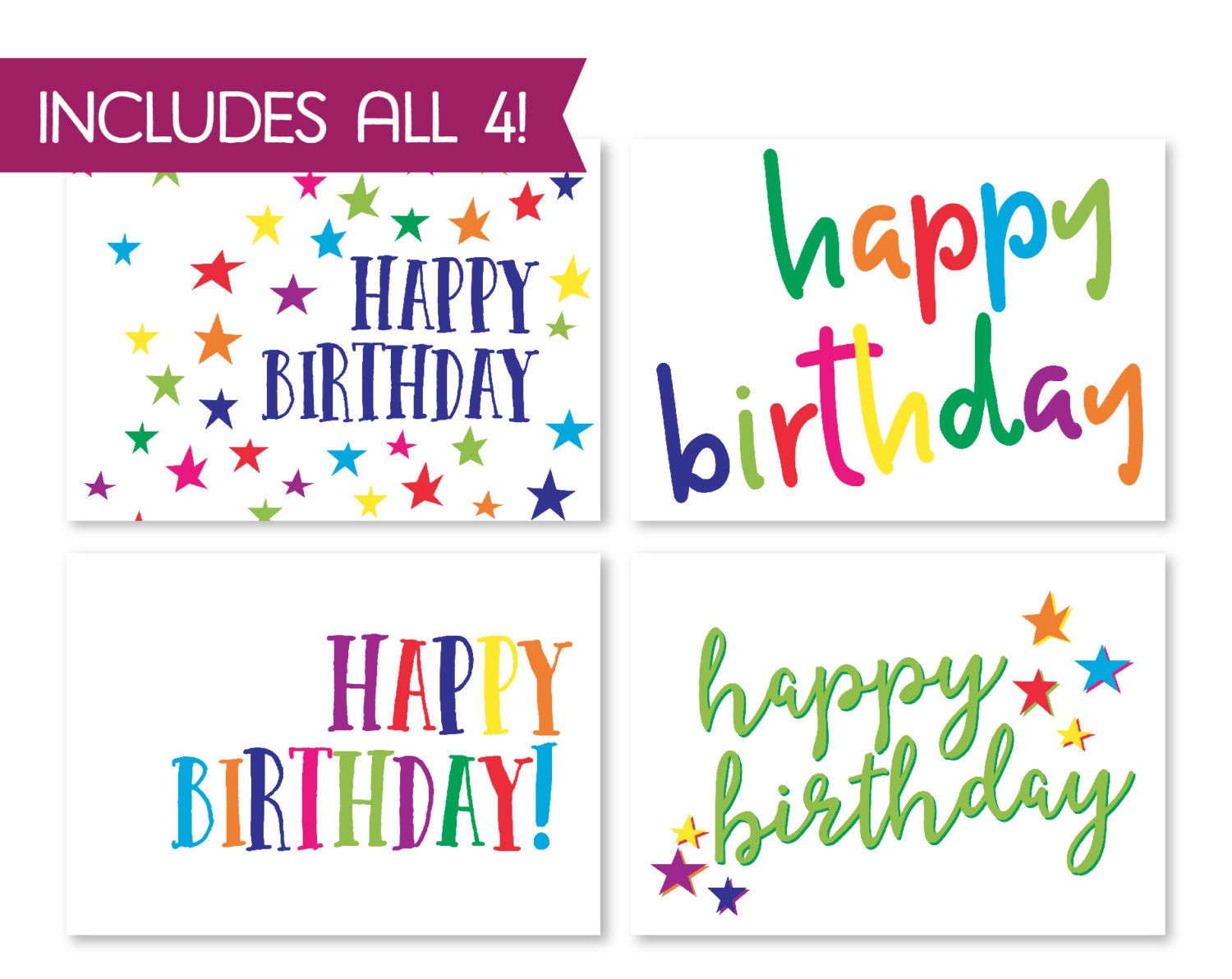 happy birthday printable card bundle instant download b day etsy