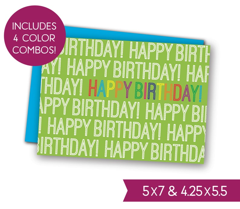 Happy Birthday Printable Card Bundle Instant Download B-day - Etsy