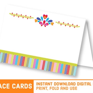 Instant Download Cinco de Mayo Party Place Cards - DIY Fiesta Name Tags - Brunch Buffet Decoration Food Signs - Folk Art Food Tents S1229